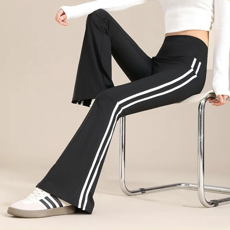 Women's High Waisted Yoga Leggings Booty Lifting Striped Bell-bottoms Leggings Gym Outdoor Running Fitness Wear Stretch Flared