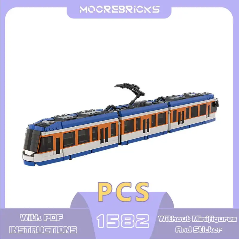 Modular Tram ST 14-2 Building Blocks City High-tech Railway Power Track Train Model Educational Bricks Children's Toy Gift