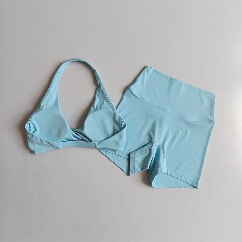 Damen-Sport-BH mit Neckholder, Push-Up, Brustfreilassend, Pilates-Top, Yoga-Bekleidung, Fitness-BH für Gym und Laufen, mit schönem Rückendesign – Detail 23