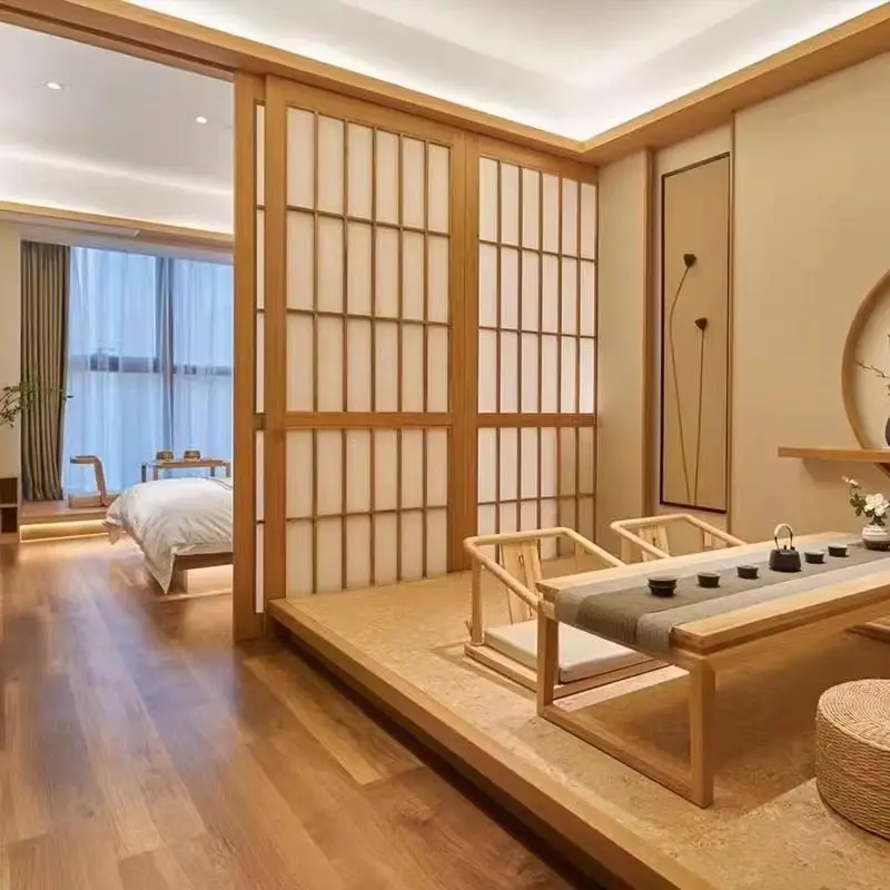 Customization Japanese-style Side Opening Lattice Partition Sliding Door Solid Wood Camphor Room Door