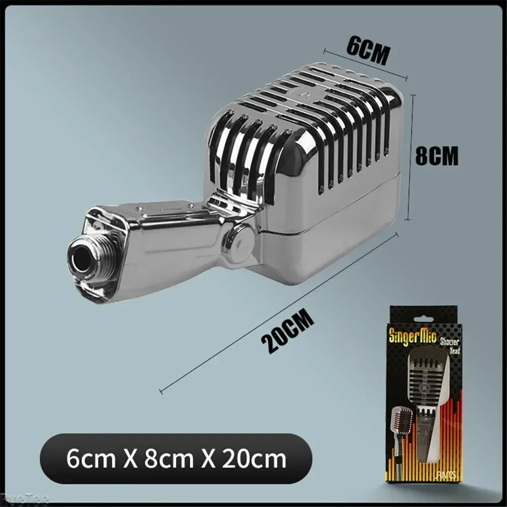 

Durable Metal Microphone Shower Head Water Saving Efficient Flow Bathroom Faucet Replacement for Adults Gift