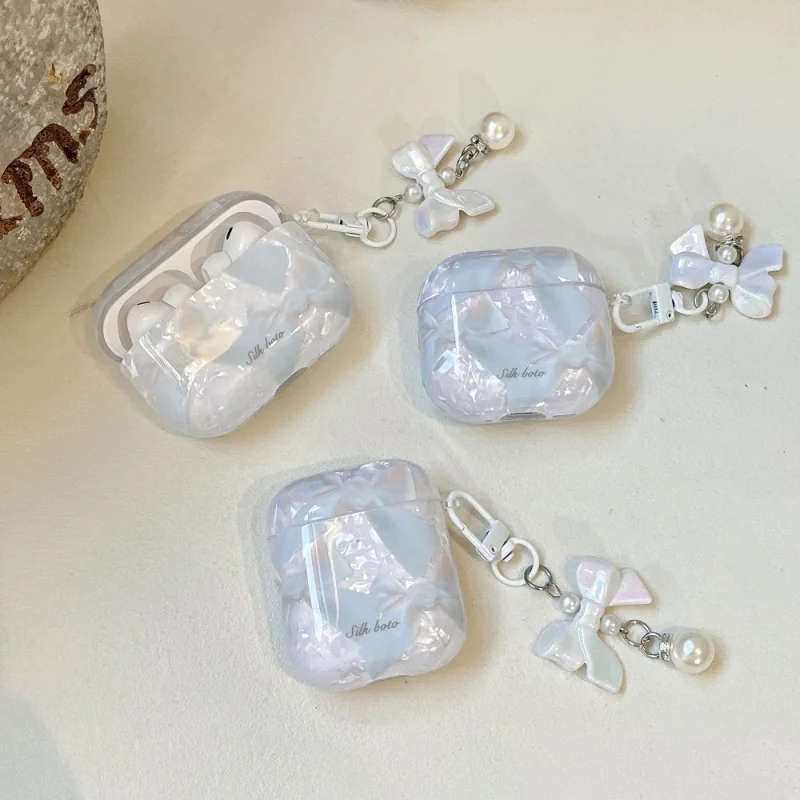 

Gradient Shell Pattern Earphone Case Compatible with Appleairpods3/4Cartoon Bowknot ShellPRO2Anti-FallPRO3