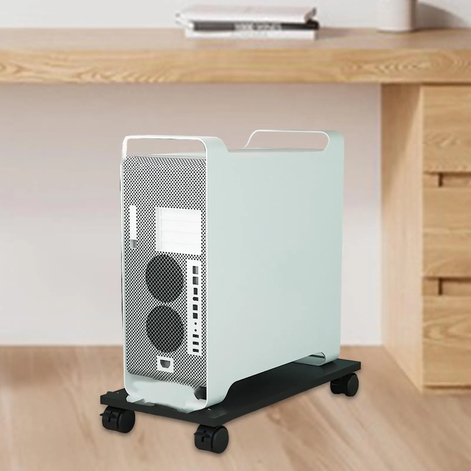 Support roulant en bois pour processeur de bureau, support pour tour de bureau de jeu