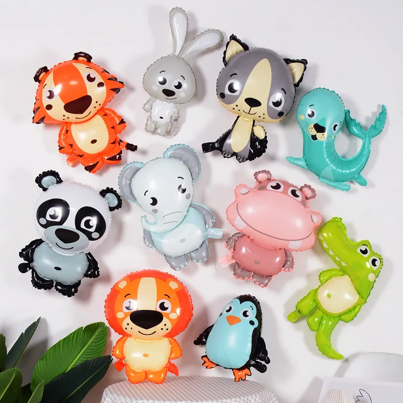 10PCS Mix Cartoon Penguin Tiger Foil Balloon Animal Balloons Kids Toys Happy Birthday Party Wedding Baby Shower Decoration