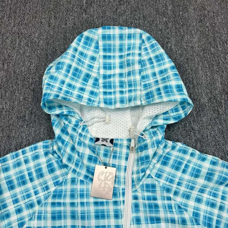 

Autumn Casual MERTRA Jacket Streetwear Fashionable Bevel Zipper Checkered Outerwear Mertra Hooded Windbreaker Jackets