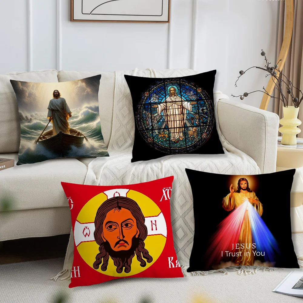 Religious belief in Jesus Pillow Case Sofa Living Room Bedroom Headboard Backrest Cushion Square Cushion Nap Time