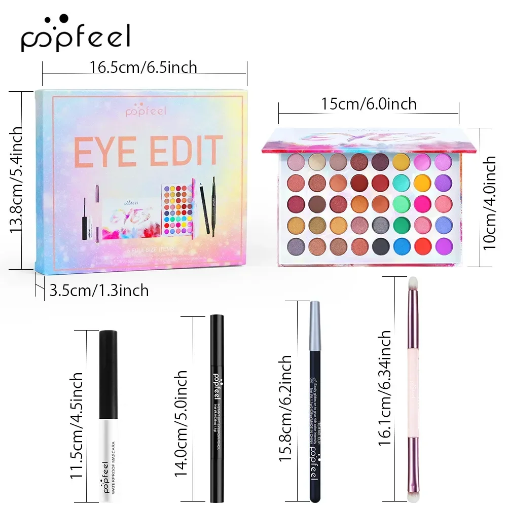 Best verkochte Popfeel 40-kleuren glitter oogschaduwpalet make-up mineralen oogschaduwpallet wenkbrauw eyeliner mascaraborstelsets