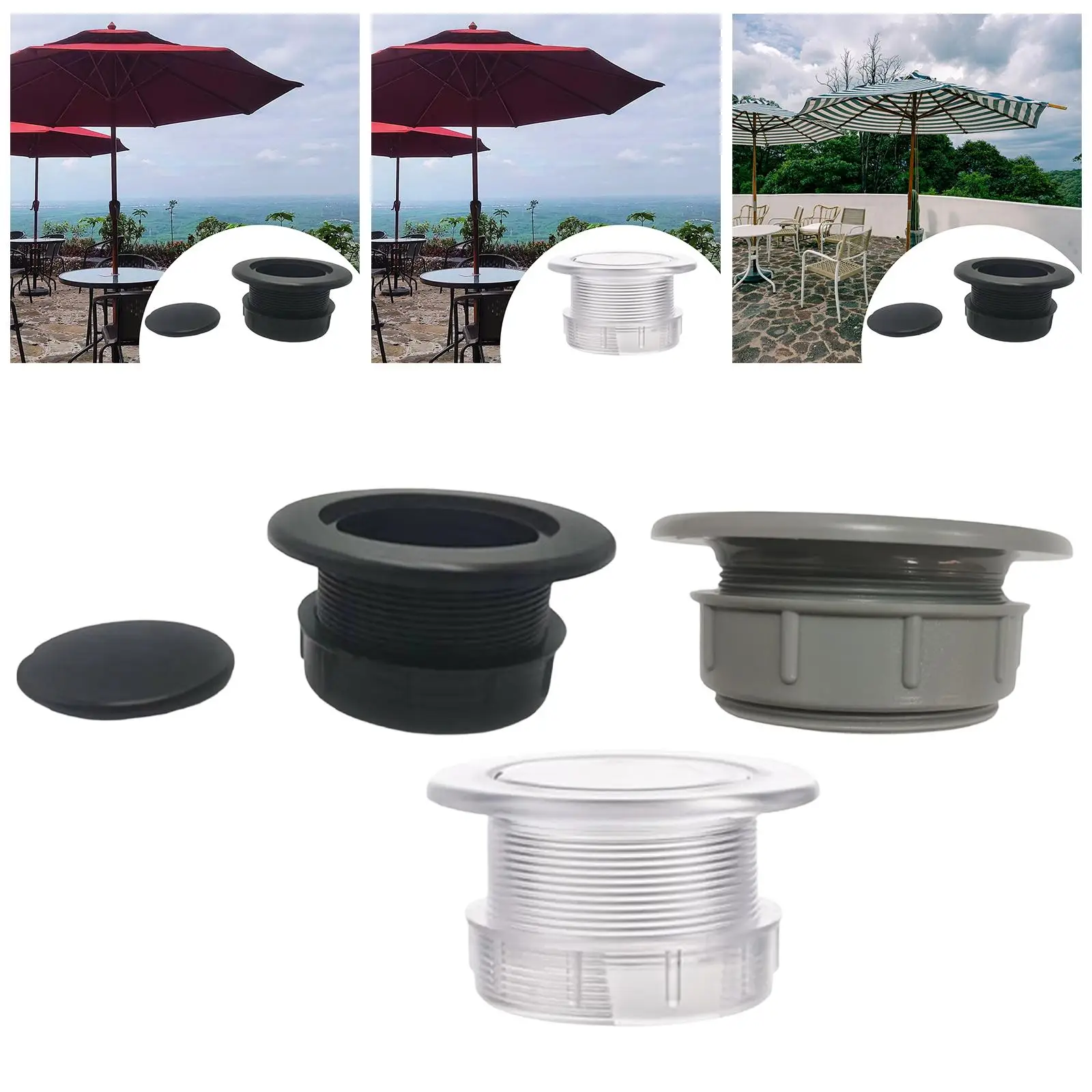 Parasol Umbrella Hole Ring Plug Cap Set, Stabilizer, Patio Table Umbrella Hole