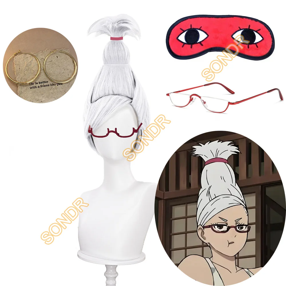 

Anime DAN DA DAN Seiko Ayase Cosplay Wig Glasses High Top White Hair Heat Resistant Synthetic Wig For Women Xmas Halloween Party
