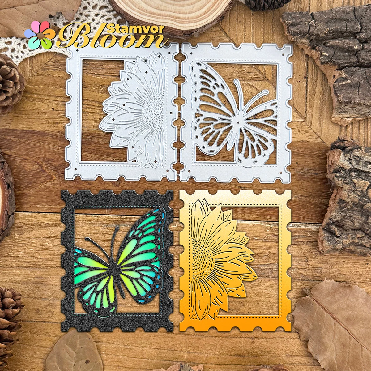 Original schöne Schmetterling Sonnenblume Post Stempel Metall Stanzformen Scrapbooking dekorative Prägung
