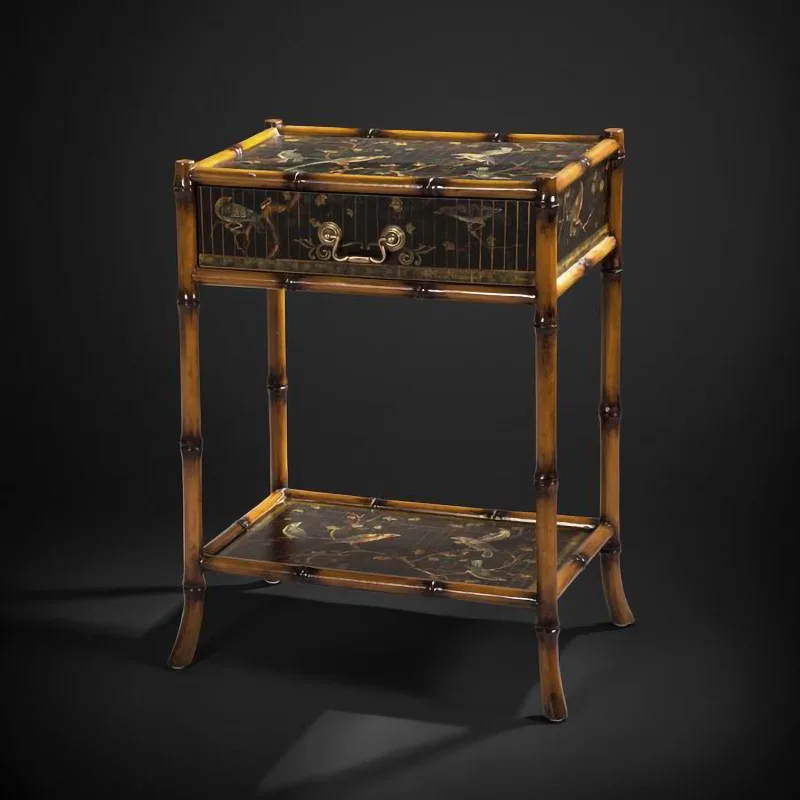 YS134 French style, Chinese style bamboo joint, hand-painted flowers and birds, decorative edge table