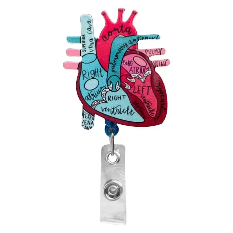 Cardiac Badge Reel Holder ID Name Card Reel Holder Heart Anatomy Nursing Phlebotomy ID Clip For Teacher Student