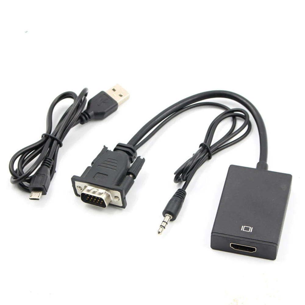 VGA to HDMI-Compatible Adapter 1080P VGA Male to HDMI Female Converter Cable With Audio USB Power for PC HDTV VGA HD Conversion