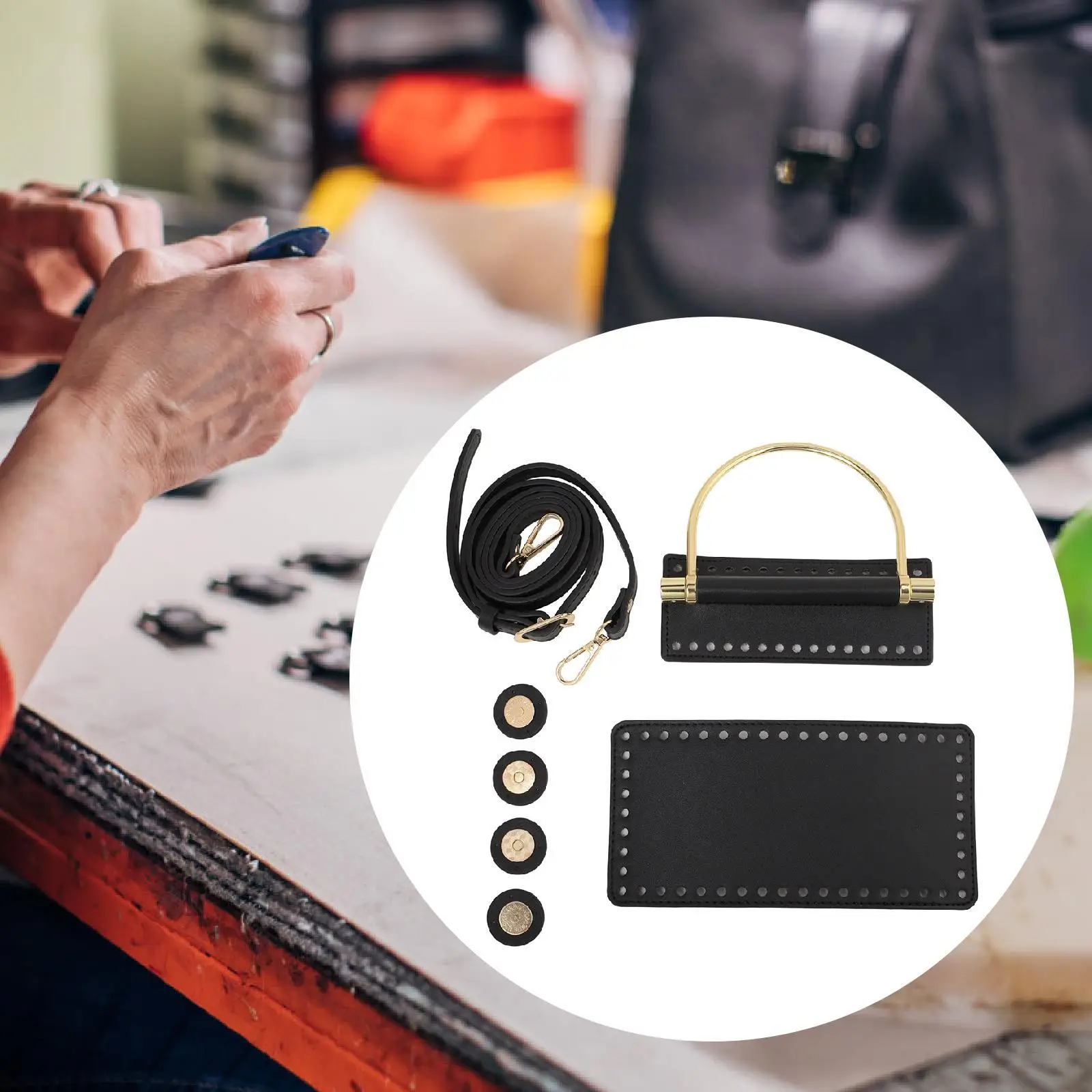 

DIY PU Leather Crochet Bag Gift Handmade Replacement Carry Handle for Handbag Tote Mother Day Mum Purse Wallet Making Wife