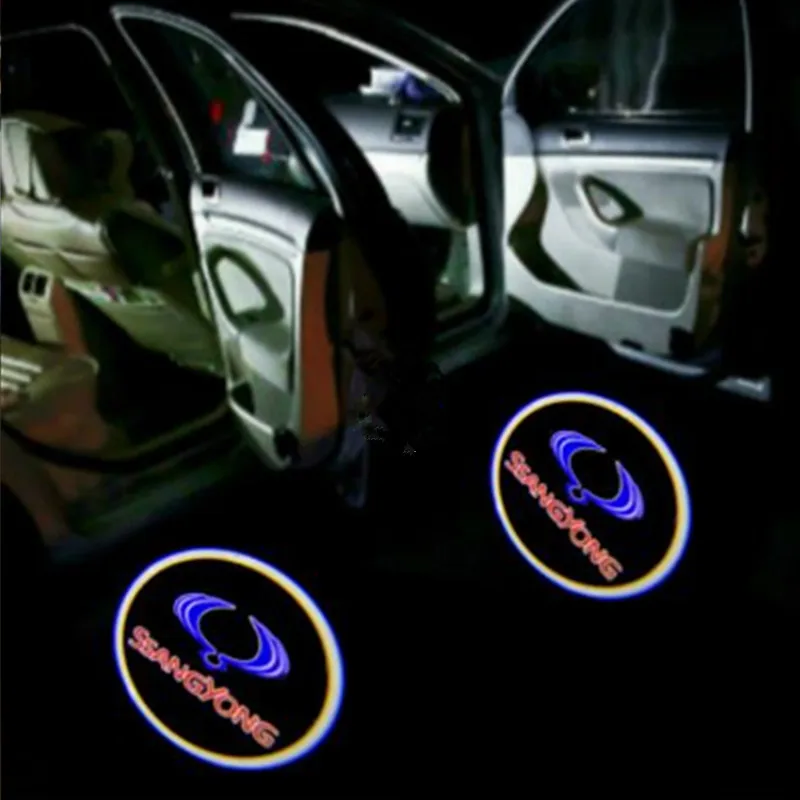 LED Car Door Welcome Courtesy Projector Ghost Shadow Lights For Ssangyong Rexton Sports Korando Kyron Musso Accessories