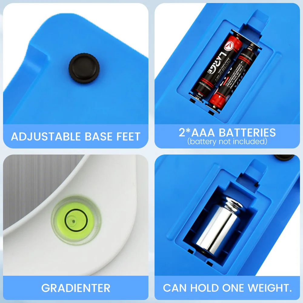 Accurate to 0.01, Digital Scale. Built-in Calibration Weights Included. Requires 2 AAA Batteries, Not Included.