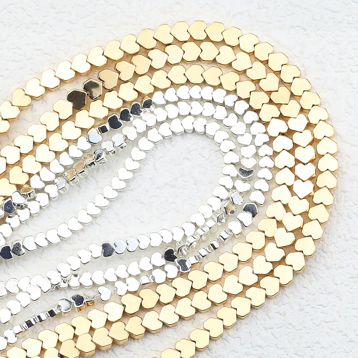 3/4MM Gold Farbe Herz Form Natürliche Stein Überzug Hämatit Lose Perlen Für Schmuck Machen Armbänder Anhänger DIY zubehör