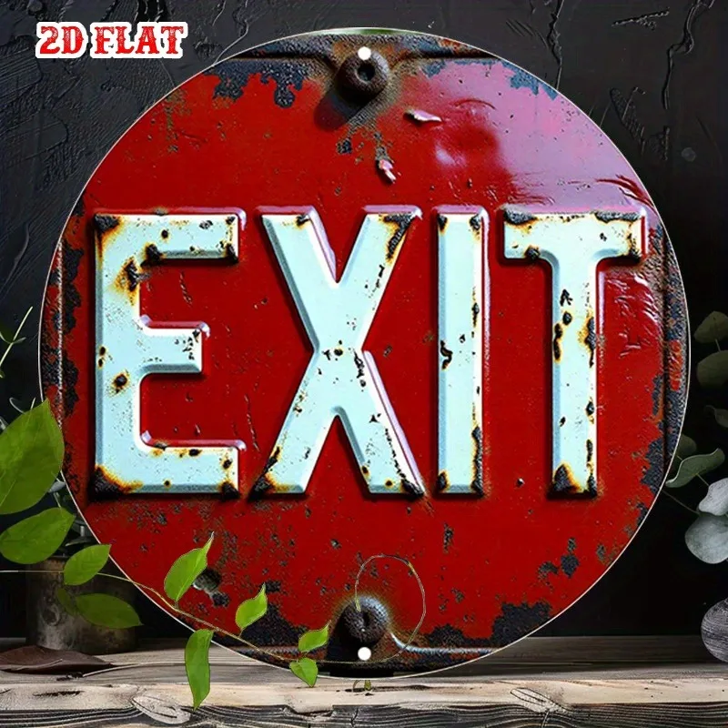 CIFBUY Rustic Weathered Exit Sign Aluminum Wall Art Weatherproof Durable Alloy Decor for Home Garage Cafe Office