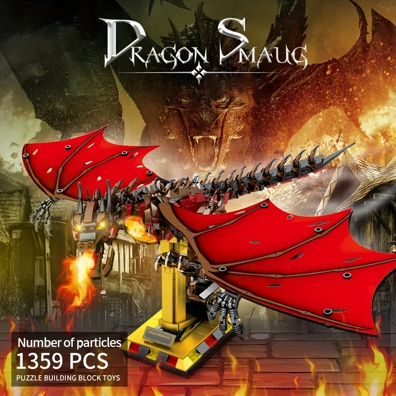 

1359pcs Dragon Building Block Model, Wings Can Incite, Red Dragon Animal Building Block Model, Holiday Gift, Home Decoration