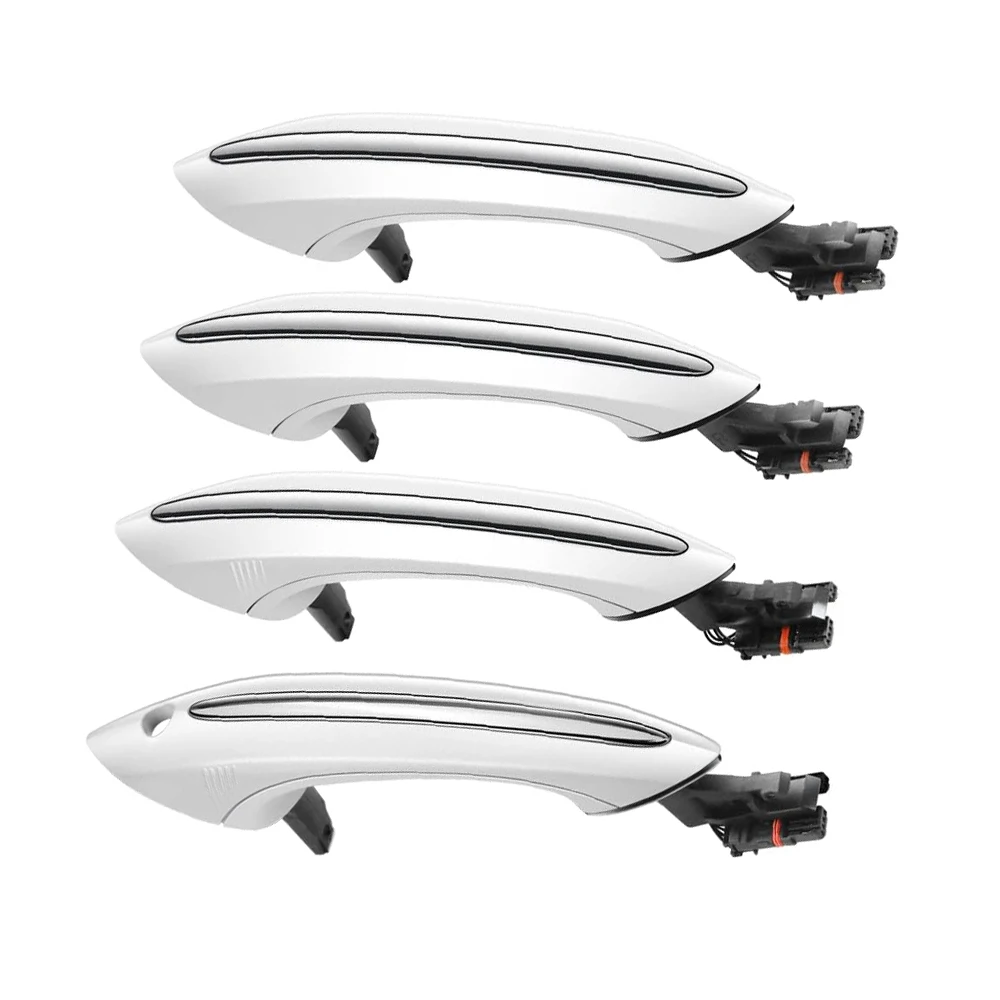 4Pcs White Car Exterior Comfort Access Door Handle Front Rear Left Right For BMW 5 6 7 Series F07 F10 F11 F06 F12 F13 F01 F02