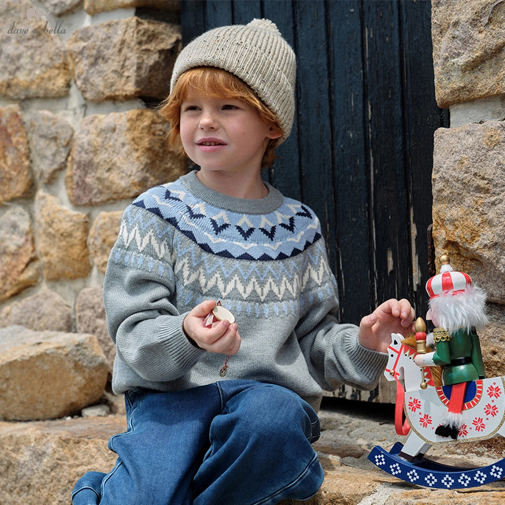 

Dave Bella Children Autumn Winter Warm Pullover Sweater for Boys Cotton Knitted Sweater Outerwear Kids Clothes DK4253975