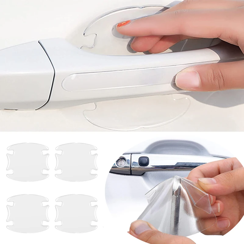 4PCS Car Door Handle Scratch Cup Protector Clear Door Bowl Paint Protection Film Waterproof Anti-Scratch Stickers Universal Fit