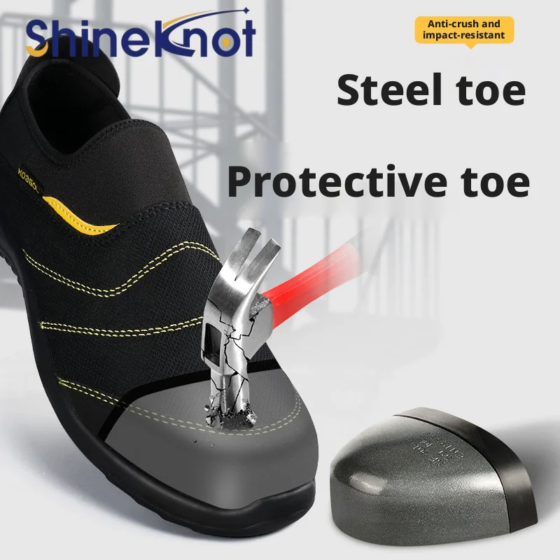 SHINEKNOT Steel Toe And Steel Sole Safety Shoes Anti Smashing And Puncture Resistant Breathable And Comfortable﻿