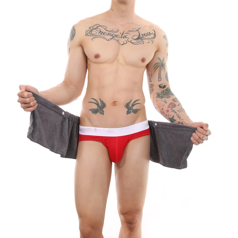 Sexy Men's Short Wearable BF Bath Towel Magic Shower Skirt Soft Breathable Bath Dress Swimming Beach Blanket Sheet Swim Set