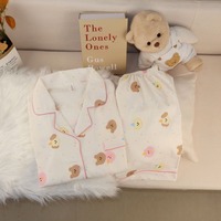 2PCS/Set Cloud Cotton Short Sleeve Shorts Pajamas Women's Sweet Cute Colorful Bear Head Loungewear Student Nightwear Homewear