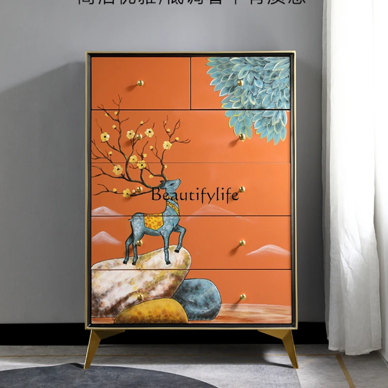 

13Modern Light Luxury Living Room Drawer Storage Cabinet Wall Simple Complete Bedroom Storage Painted Cabinet