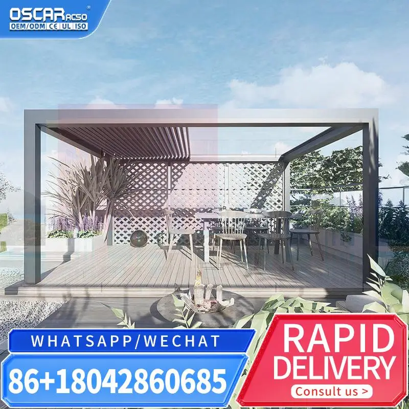 قابل للتعديل مخصص الحديثة بمحركات المناخ الحيوي أكشاك في الهواء الطلق الفناء الخلفي بجانب حمام السباحة حديقة أوروبية أمريكية الألومنيوم Lo #3