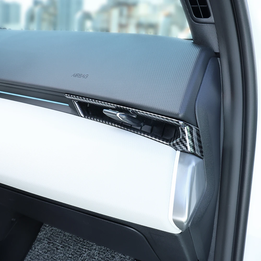 

For Kia EV4 2025 2026 Car Tuning 2PCS Carbon Fiber Dashboard Both Side AC Vent Outlet Anti-Dust Cover Trim Accessories LHD