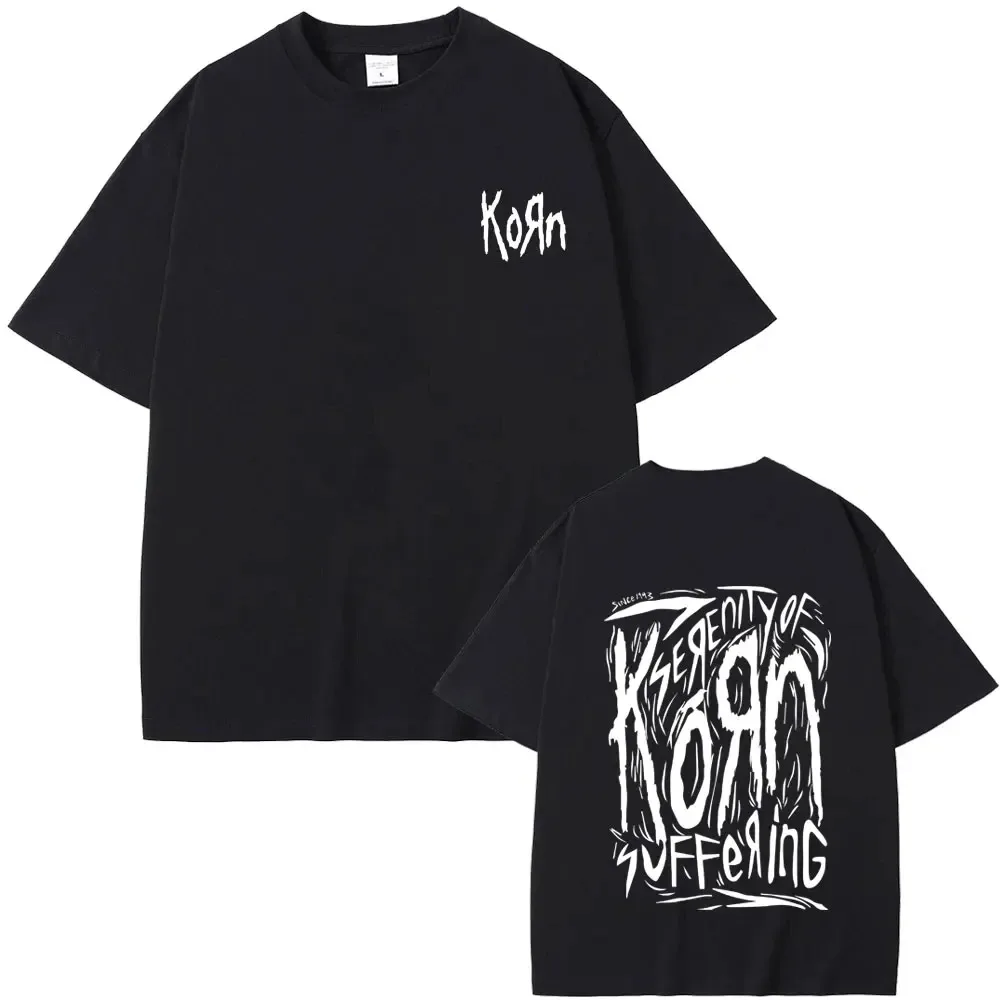 Rock Band Korn Graphic Print Tshirt Summer Men Women Vintage Casual T-shirt Male Fashion Oversized Streetwear Male Cotton Tees