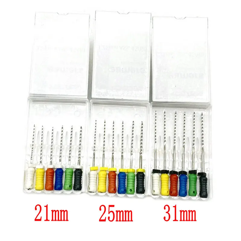 6pcs/kit Dental Lab Reamers Files Root Canal Dentist Materials Hand Use Stainless Steel R Files 21mm