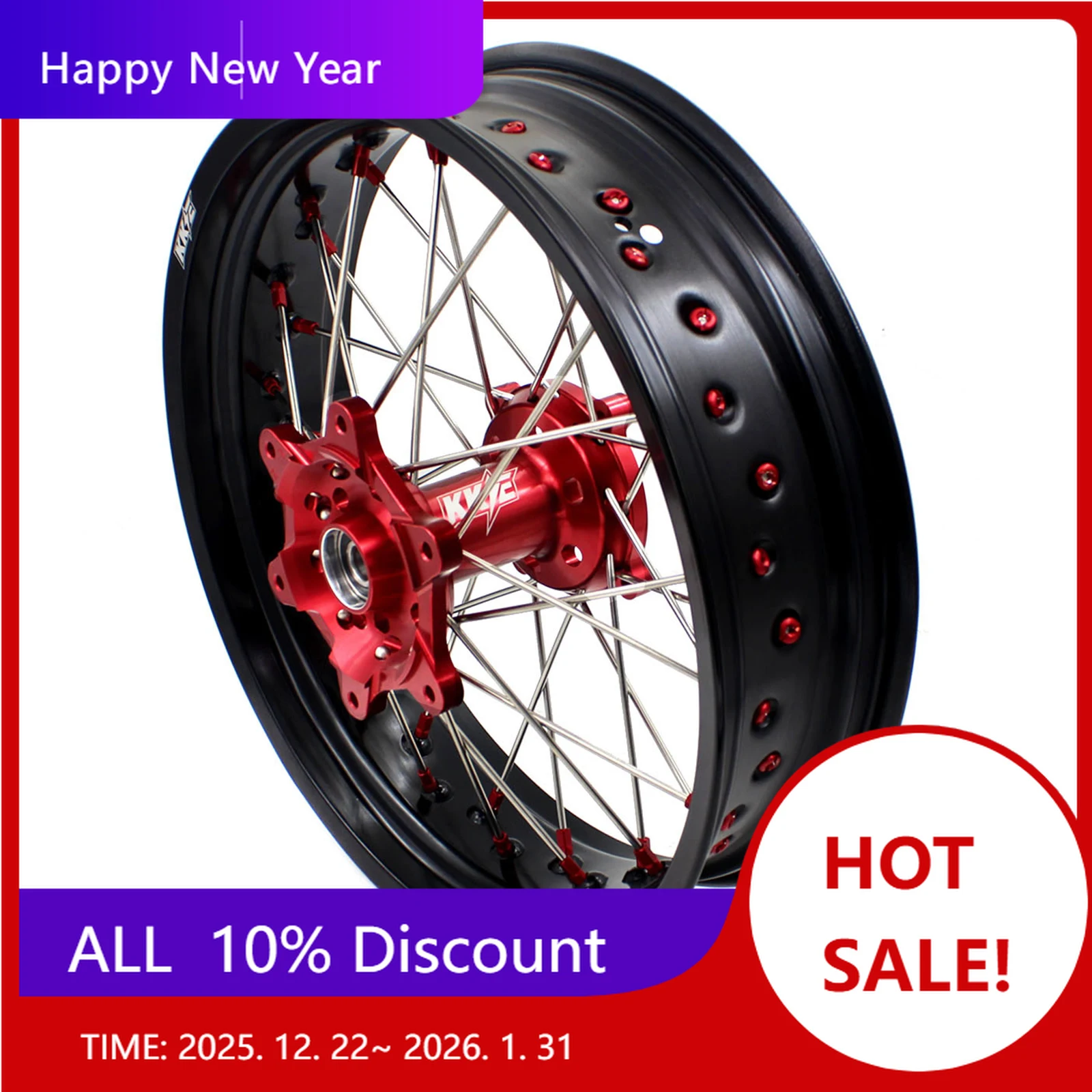 

【2025】 17-дюймовый комплект колес Supermoto, подходит для HONDA XR650L 1993-2024, анодированный алюминий, красный ступичный черный обод