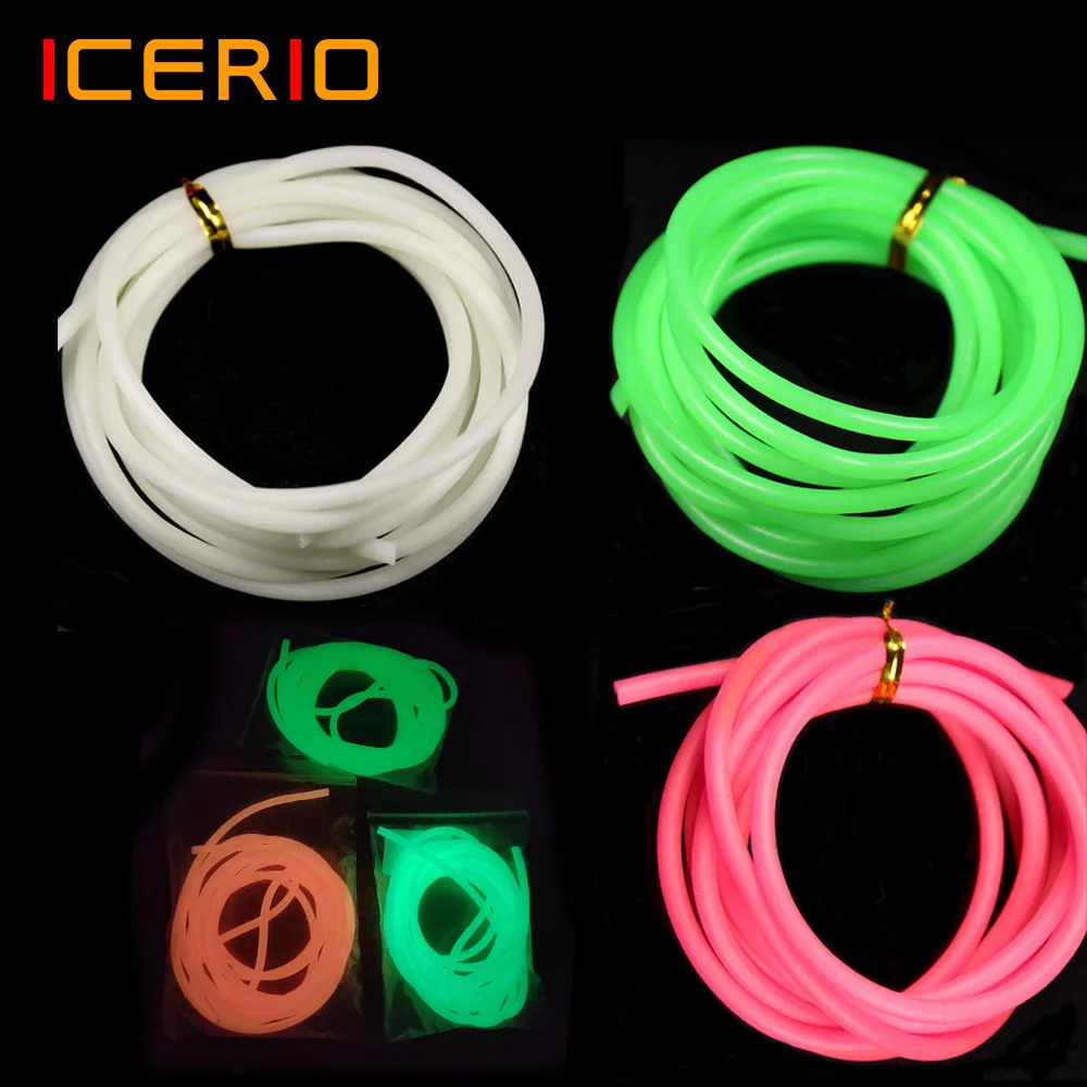 

ICERIO 2M Soft Luminous Silicone Tube High Bright for Fishing Glowing Rubber Tubbing / Rig Making Glow Tube Fishing Accessories