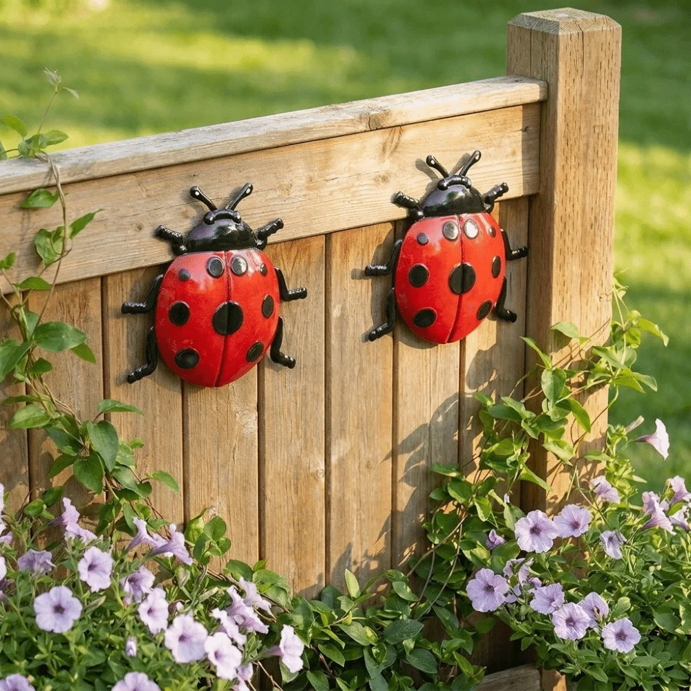 3PCS/SET Realistic Metal Wall Decoration Wall Hanging Craft Fake Insect Ornaments Decorative Insect Iron Beetle Wall Art