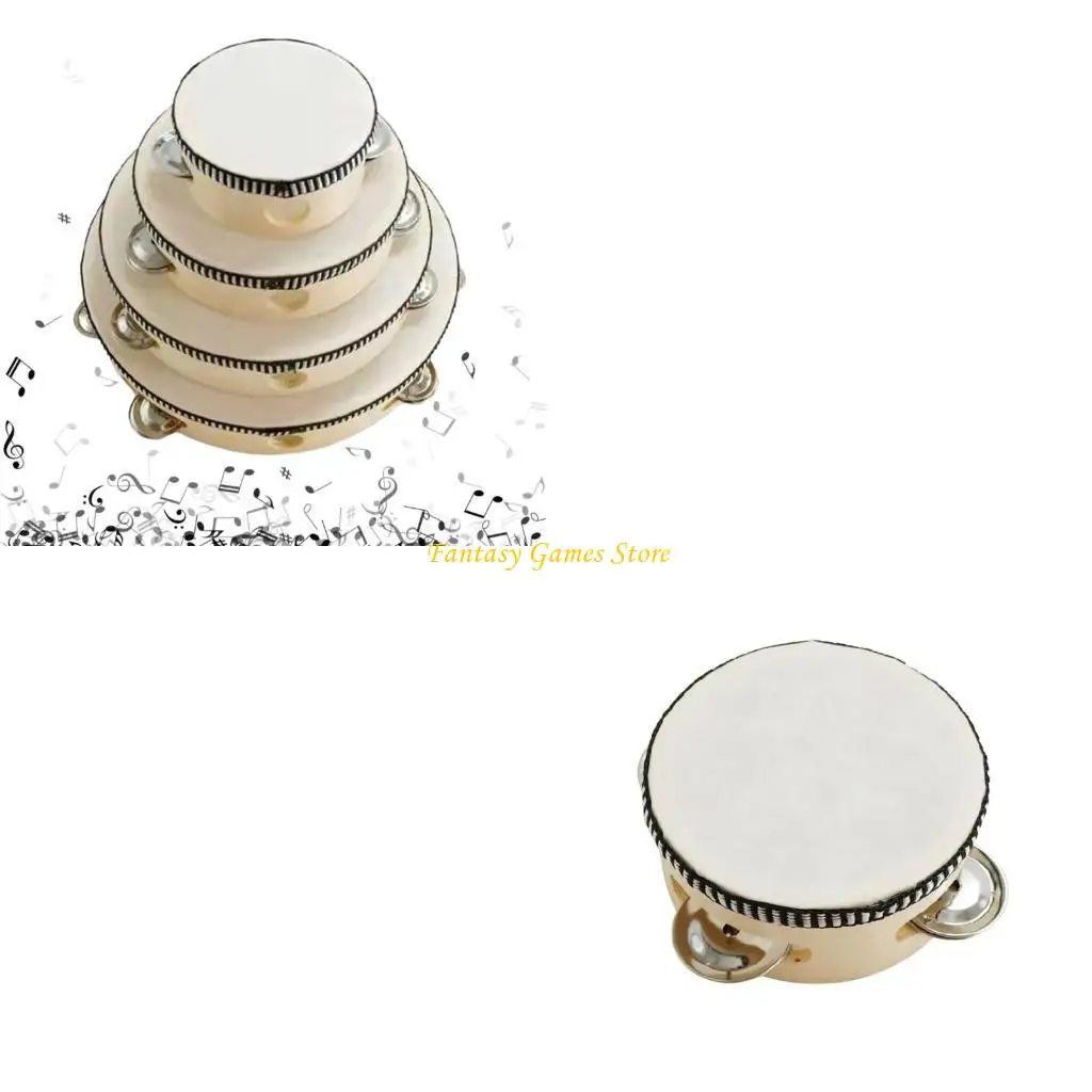 Tambourinas Instrumento musical para adultos Tambor tambor madera madera Tamborina con percusión jingles metal