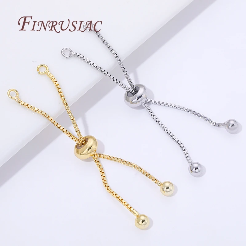 1/3/5Pcs 5cm 18K Gold Plated Adjustable Box Chains Rubber Slider Beads Bracelets Extender Chains For Jewelry Making Accessories - view 3