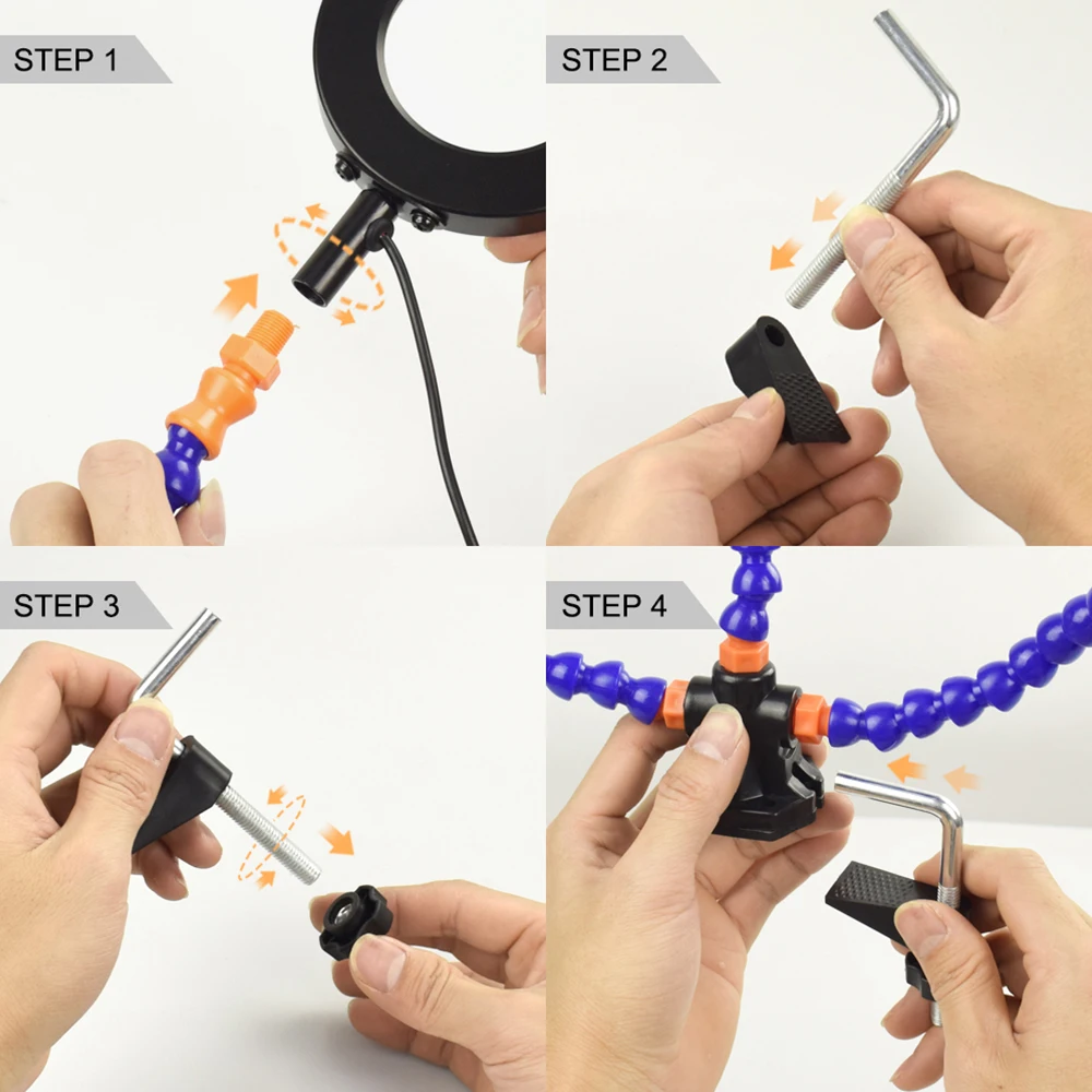 Helping Hands Soldering Third Hand Tools PCB Holder with 4 Arms Adjustable Vise Tabletop Clamp Base for Electronics Repair