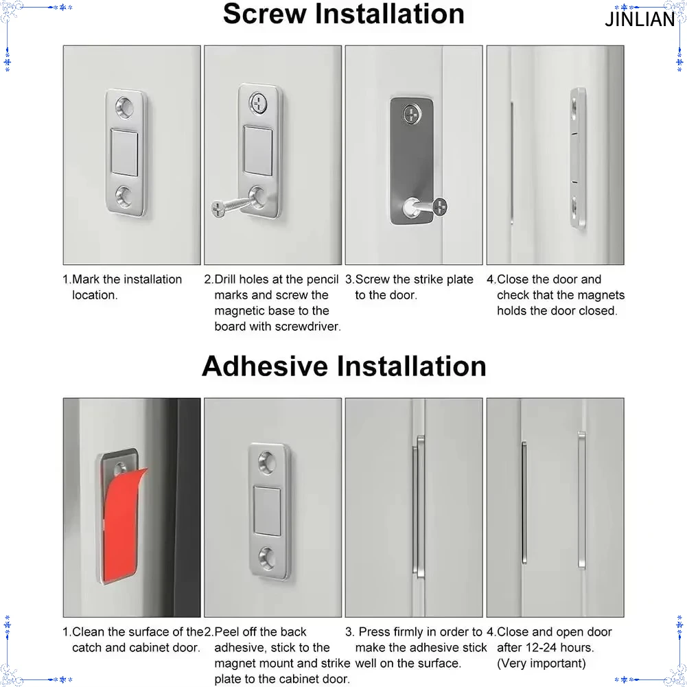 Cabinet Magnetic Catch Ultra Thin Adhesive Cabinet Latch Magnetic Closures For Kitchen Closet Door Closing Magnetic Door Catch
