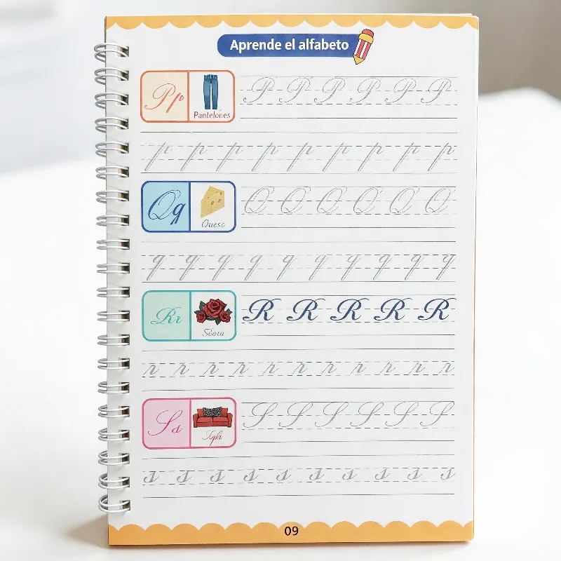 Cuaderno de Actividades de Escritura del Alfabeto Español, Set de Práctica de Caligrafía, Cuaderno de Práctica de Escritura con Ranuras, Libro de Práctica de Español