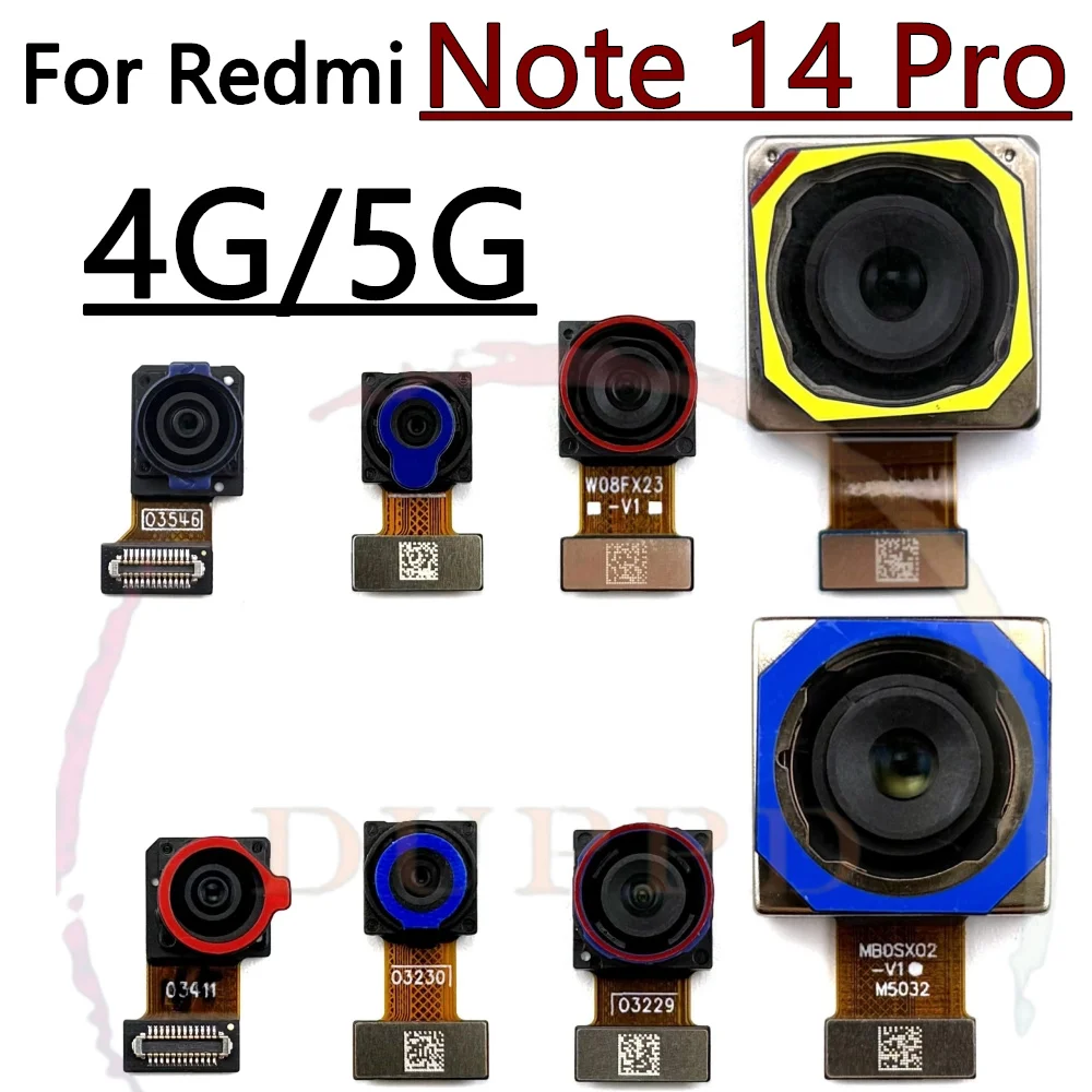 Front Selfie Wide Back Facing Main Backside Camera For Xiaomi Redmi Note 14 Pro Note14Pro 4G/5G Rear Camera Modue Flex Cable