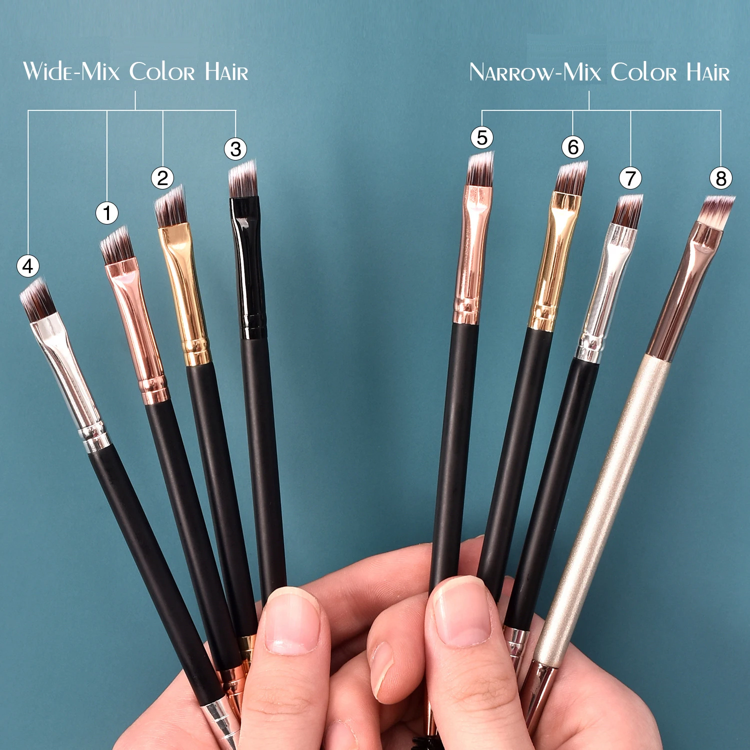 Custom Logo Double Ended Eyebrow Brush & Spoolie Angled Brow Brush for Precision Application & Blending of Eye Brow Makeup Tool