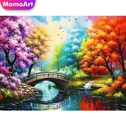 MomoArt Diamond Embroidery Tree Cross Stitch Kit Painting Bridge Landscape DIY Mosaic River Full Square Round Handmade Hobby