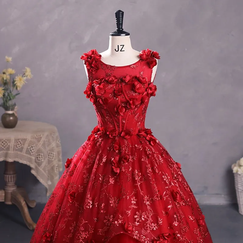 Vestidos  Años Quinceañeras Primrose Grass Shinny Quinceanera Dresses Flower Plus Size Ball Gown Prom Dress Customized