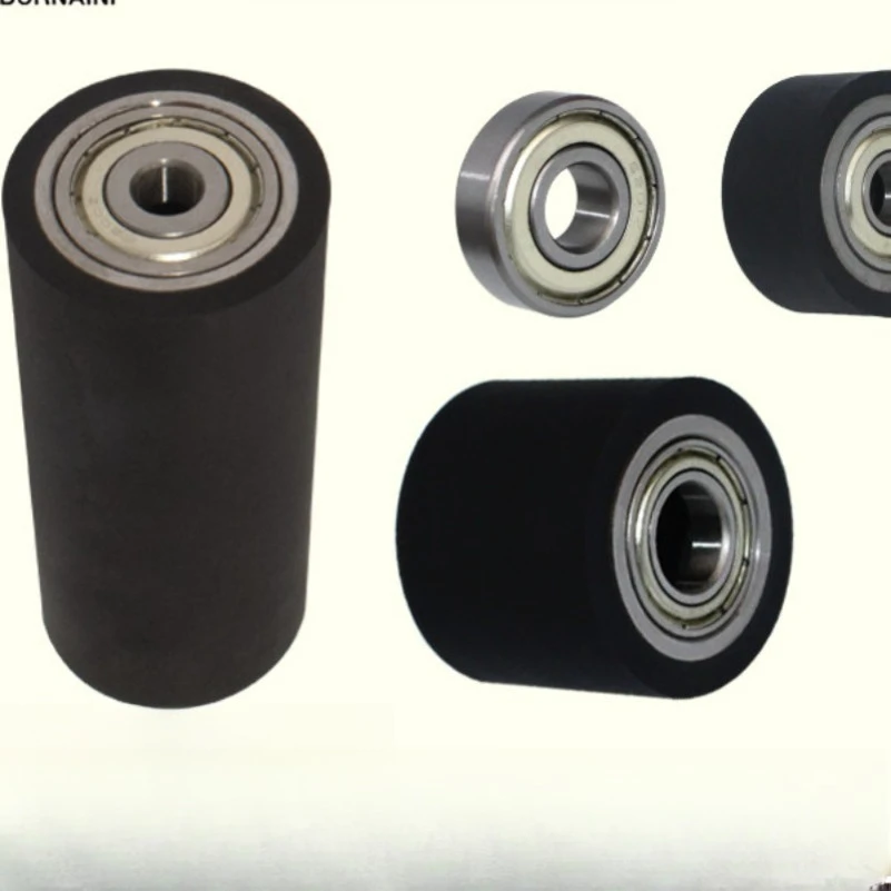 Rubber Roller Double Bearing Unpowered Rubber Roller Wear-resistant Rubber Roller PU Hardness 70A