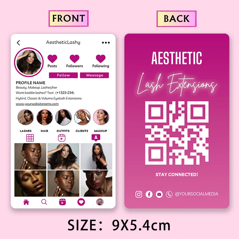 Custom Instagram Business Cards 2024 Template Design Social Media QR Code Credit Calling Card Personalized Thank You Influencer