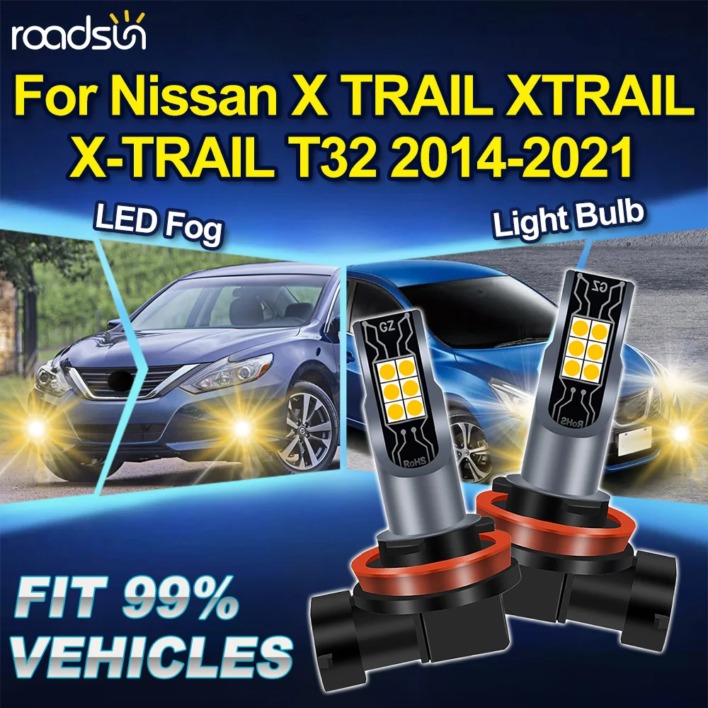 

2Pcs Golden Yellow For Nissan X TRAIL XTRAIL X-TRAIL T32 2014 2015 2016-2021 Canbus LED Fog Light Bulb Lamp Ampoule Accessories