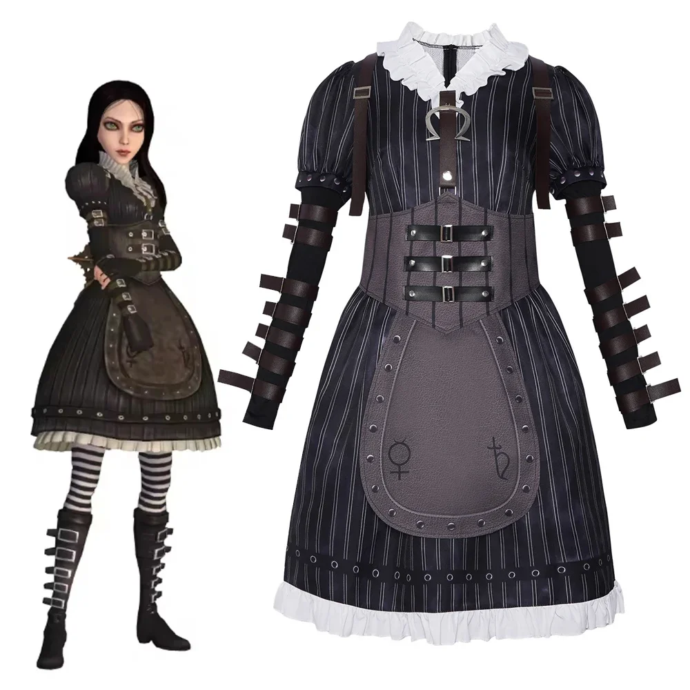 Game: Alice in Madness Returns Costume Liddell Cosplay Costume Steam Dress Fashion Victorian Dress Suits Halloween Party Outfits